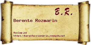 Berente Rozmarin névjegykártya